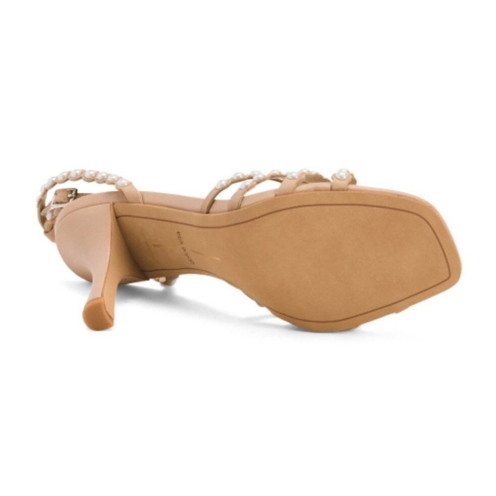 🩷🔹️DOLCE VITA 🔹️Leather Hellen Faux Pearl Dress Heels in Light Blush - Picture 5 of 6